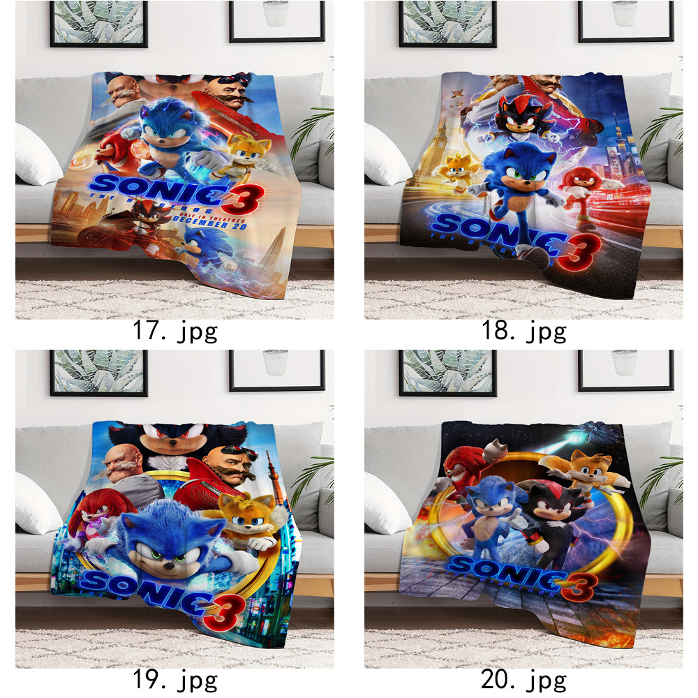 Sonic The Hedgehog 3 Flannel Chăn Một Mặt In Flannel Chăn Điều Hòa Không Khí Chăn