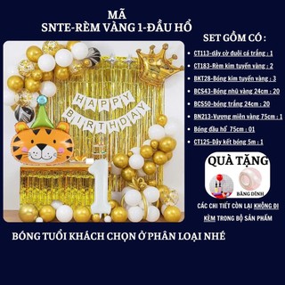 Set Bóng Trang Trí Sinh Nhật Tuổi Meo,tuổi Mão, thôi nôi, 12 con giáp cho bé gái - bé trai SNTE-RÈM VÀNG 1-MẶT HỔ Cao su