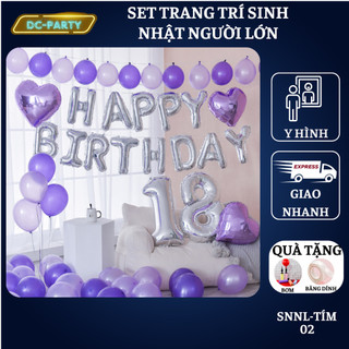 Set Trang Trí Sinh Nhật Bằng Bóng Bay Màu Tím SNNL- Tím 02