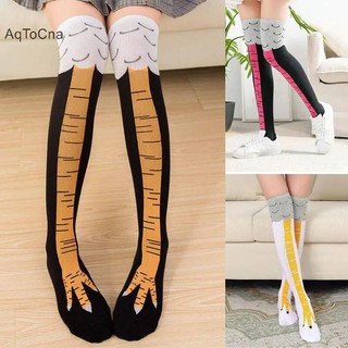 Aqtocna Gà Chân Tất Nữ Trên Đầu Gối Dài Tất Hoạt Hình Ngộ nghĩnh Cotton Chân Gà Móng Vuốt Nữ 3D In Đùi Tất Cao HGVN