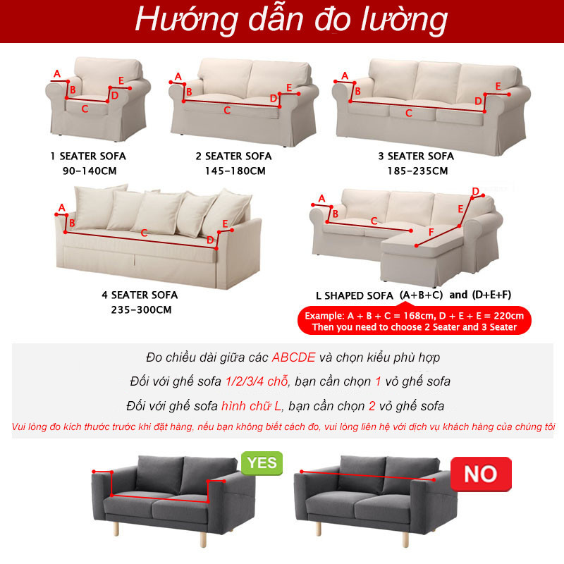 Vỏ ghế sofa, bọc ghế sofa trơn,Vải siêu căng,Phong cách đa dạng (1/2/3/4 chỗ ngồi)