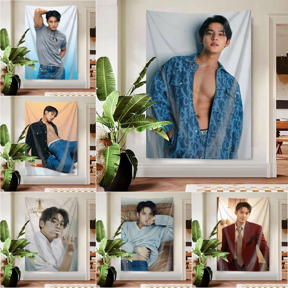Kpop SEVENTEEN Kim Mingyu Tấm thảm treo tường có kẹp Tấm thảm Polyester Treo tường phòng ngủ
