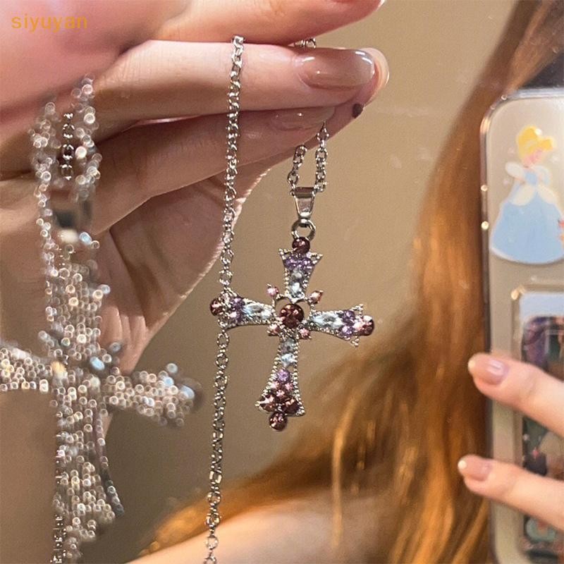 Siyuyan Thời Trang Châu Âu Và Mỹ Pháp Zircon Chữ Thập Mặt Dây Chuyền Vòng Cổ Ánh Sáng Sang Trọng Đơn Giản Cá Tính Vòng Cổ Cho Nữ Trang Sức VN