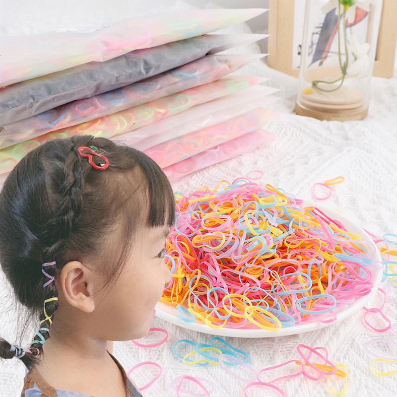 Dây buộc tóc cao su dùng một lần đầy màu sắc dễ thương cho bé gái - Phụ kiện tóc đuôi ngựa co giãn thời trang cho bé gái