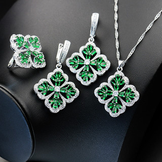Châu Âu Mỹ ins Phong Cách Mới Cỏ Ba Lá Zircon Bộ Trang Sức Nữ