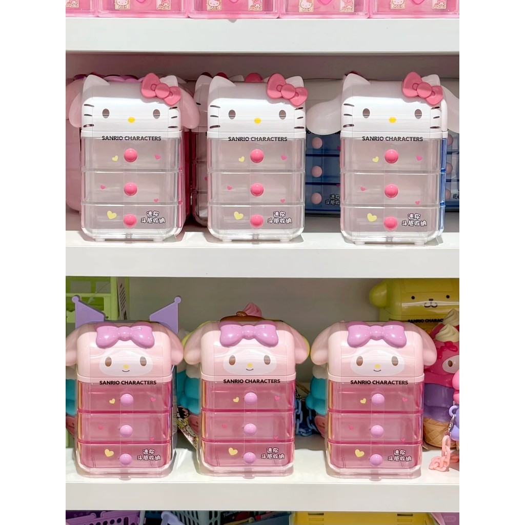 Miniso Sanrio Tủ Bảo Quản Mini Bông Tai Chìa Khóa Mini Bean Storage (12.5 * 8 * 6.5cm)