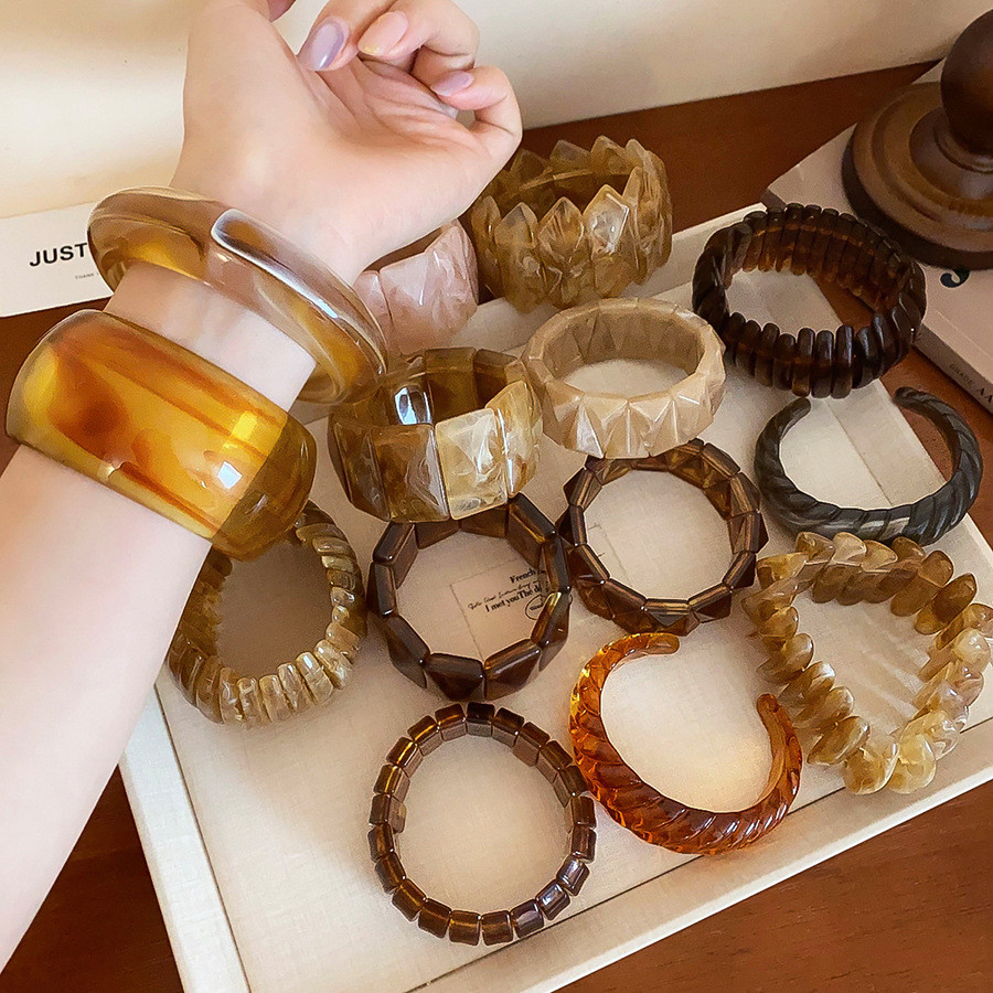 [Jewbeauty] Vòng tay hở miệng hình bầu dục Acrylic thiết kế vòng tay đơn giản thời trang và cá tính dễ kết hợp với phụ kiện cầm tay
