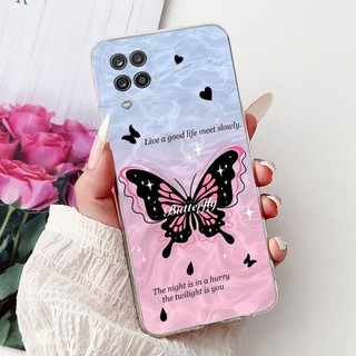 Dành Cho Samsung Galaxy A12 M12 Vỏ Điện Thoại Mèo Hoa Thanh Lịch Samsung M12 A12 A125F Vỏ TPU Silicon Mềm