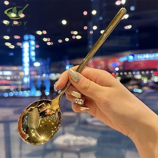 [MAO] Thìa Tròn Lớn Bằng Thép Không Gỉ Lưới Đỏ Vàng Bữa Tối Tay Cầm Dài Khuấy Thìa Tráng Miệng Cho Phụ Kiện Nhà Bếp Tiện Ích VN
