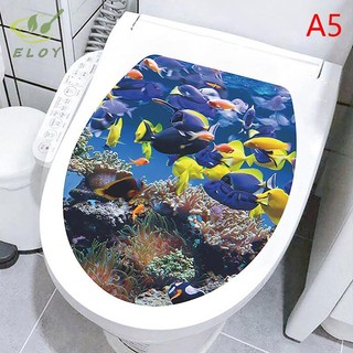 [ELOY] Nhiều kiểu dáng dưới biển Họa tiết động vật Miếng dán nắp bồn cầu Trang trí phòng tắm Phòng tắm Có thể tháo rời Paing Bức tranh tường Nắp bồn cầu VN