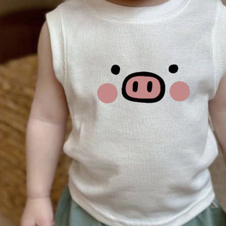 Áo vest trẻ em dễ thương mùa hè mới cho bé trai và bé gái, áo phông không tay hoạt hình, áo đơn giản cho trẻ em