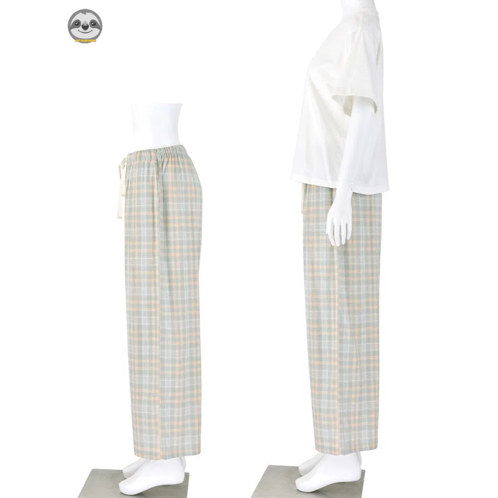 Phong cách Nhật Bản Muji Style / Bộ đồ ngủ ngắn tay bằng vải Cotton / Quần ngủ gạc hai lớp bằng Cotton