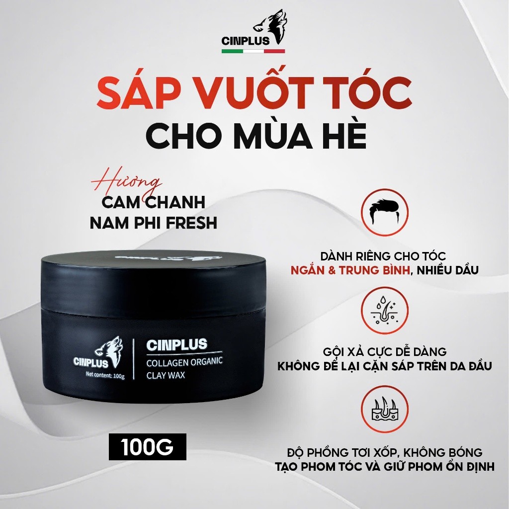Sáp vuốt tóc nam Cinplus Clay Wax Sicily 1504 Left màu trắng , Right ...