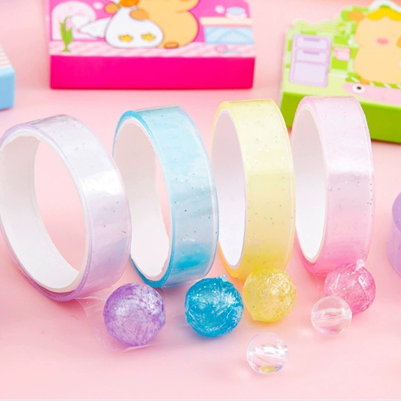 5 / 10 Cuộn Đồ Chơi Thư Giãn Dính Bóng Cán Băng DIY Nhiều Màu Sắc Cuộn Băng Dính