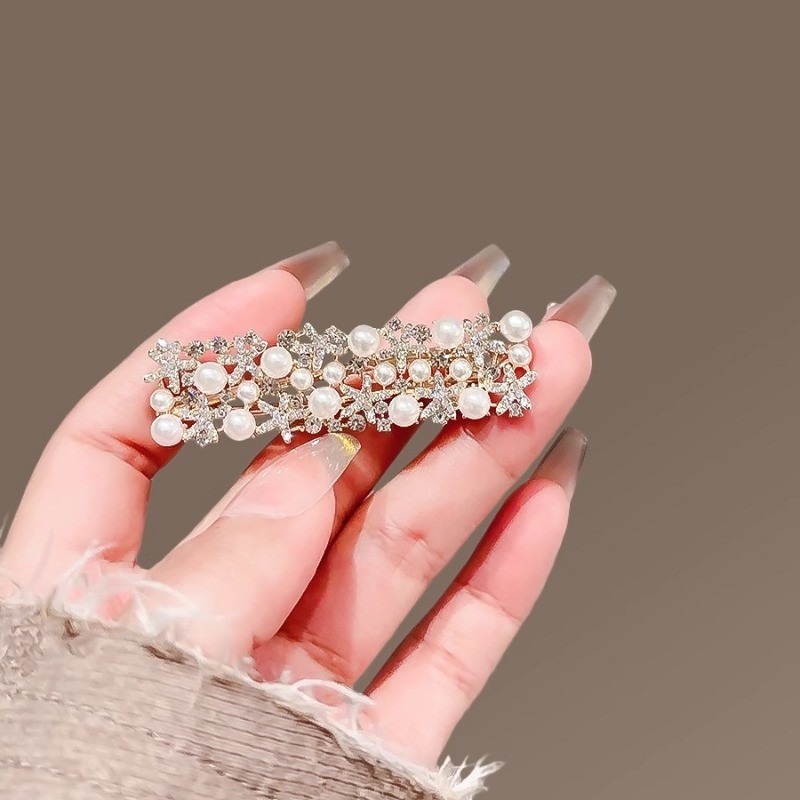 MAUROPOLI [Hàng có sẵn] Lấp Lánh Sáng Bóng ~ Kẹp Tóc Sao Biển Ngọc Trai Ngọt Ngào Hàn Quốc Tính Khí Nữ Tất Cả Trận Đấu Bên Nổ Kẹp Tóc Gãy Mỏ Vịt Kẹp