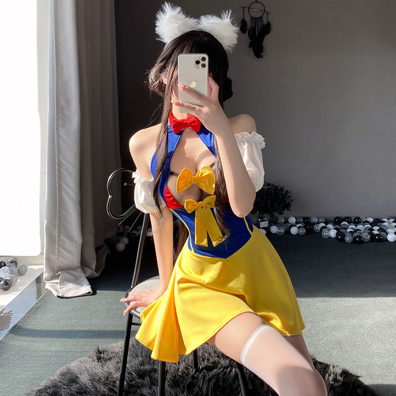 Đồ lót sexy cosplay Passion Bạch Tuyết phong cách mong muốn thuần khiết, một mảnh khoét ngực, đồng phục hầu gái nổi tiếng trên internet