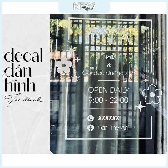 Chữ decal dán kính Decal dán gương ( free thiết kế theo yêu cầu ) Dễ ...