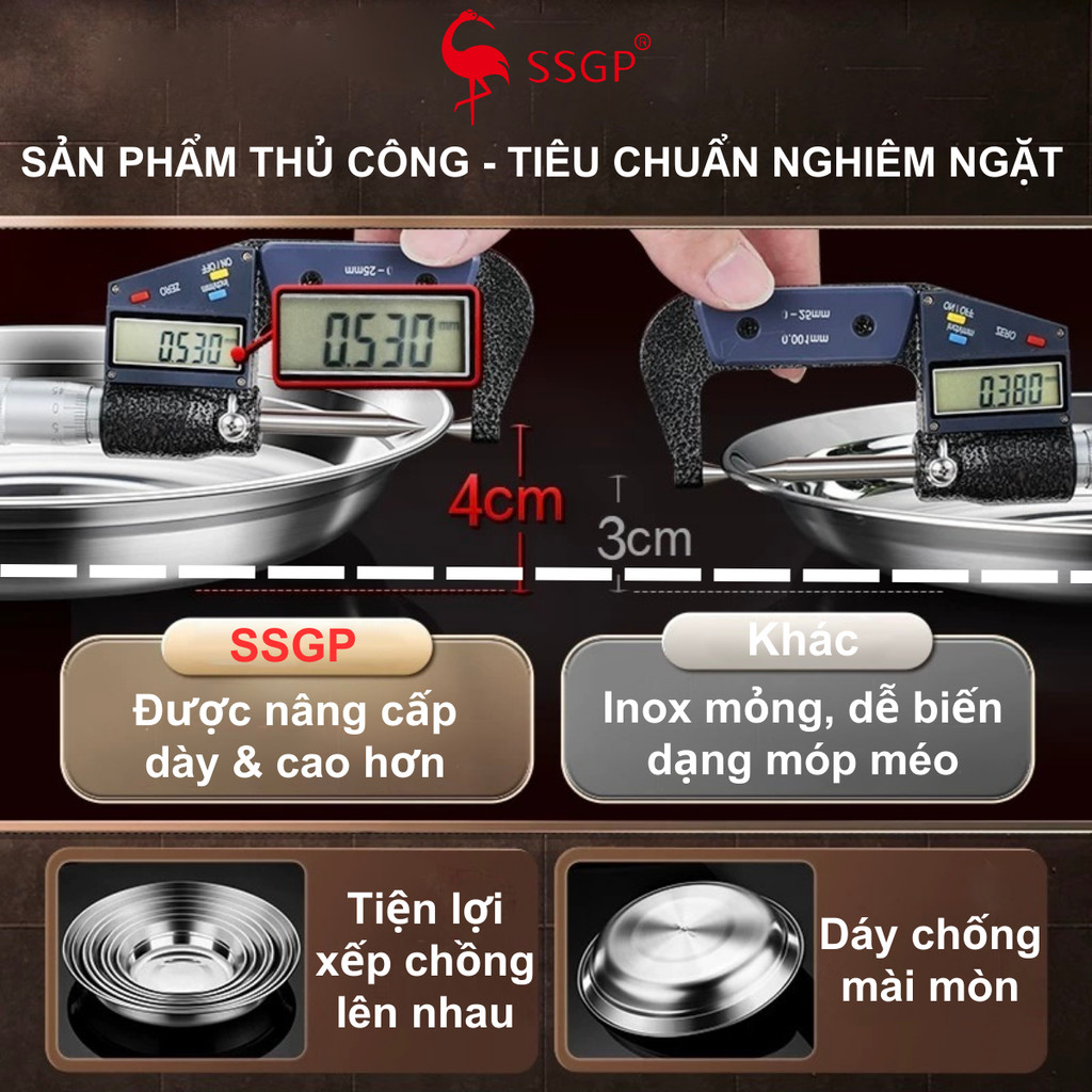 Dĩa inox 316 Frankfurt đa năng chống tràn SSGP đĩa inox, dĩa inox 304 cao cấp, đĩa inox cao cấp