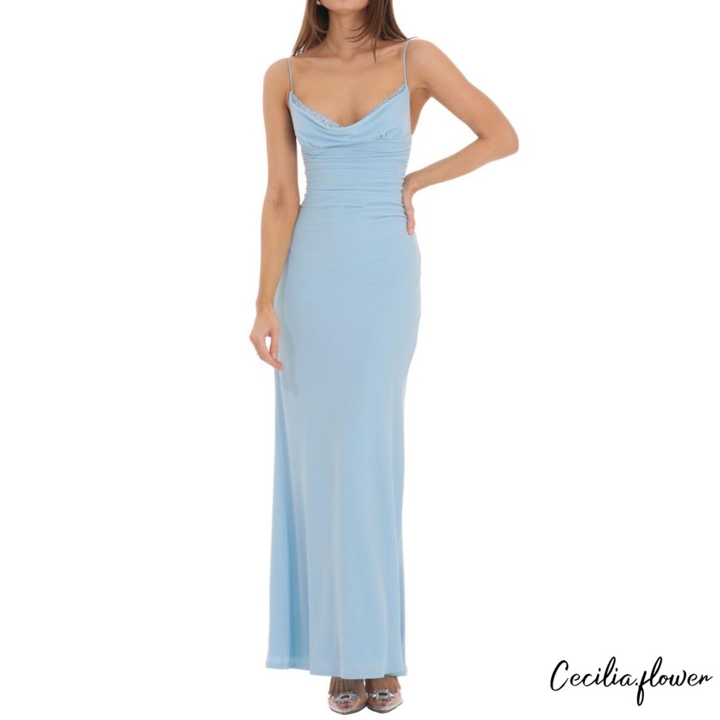 Phụ Nữ Không Tay Đầm Mùa Hè Ren Chắp Vá Backless Đảng Dài Cho Kỳ Nghỉ Cocktail Đi Biển Dạo Phố