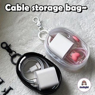 Hộp lưu trữ cáp dữ liệu móc nhỏ gọn và tiện lợi thời trang Vỏ bảo vệ cáp trong suốt đơn Bảo quản tai nghe Bộ sạc cho du lịch ngoài trời