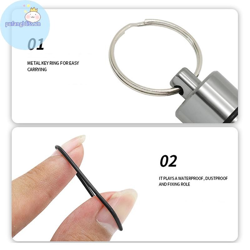 Pufangbliss Hợp Kim Nhôm Chống Thấm Nước Hộp Đựng Thuốc Móc Khóa Hộp Bảo Quản Di Động Du Lịch Ngoài Trời Hộp Đựng Thuốc Hộp Đựng Chai VN