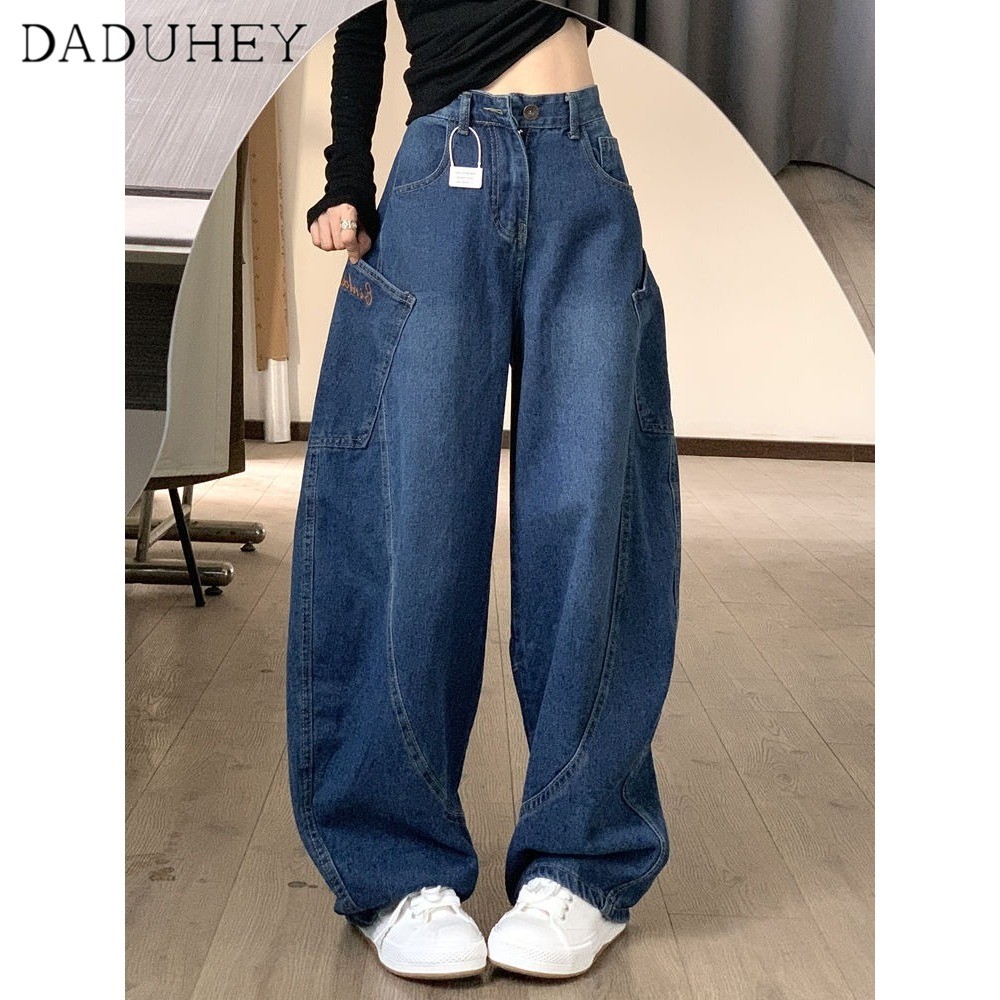 Ảnh DaDuHey New American INS High Street Retro Jeans Niche High Waist Loose Wide Leg Pants Large Size Trousers 2