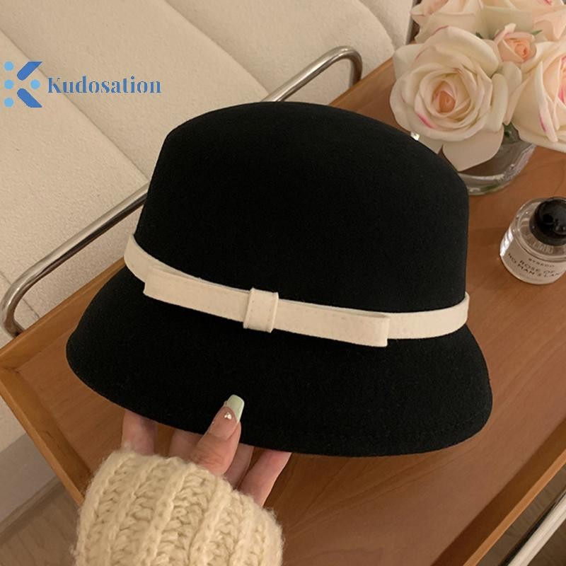 Kudosation Thu Đông Pháp Nơ Xô Mũ Nữ Ngọt Ngào Nỉ Có Hình Dạng Gấp