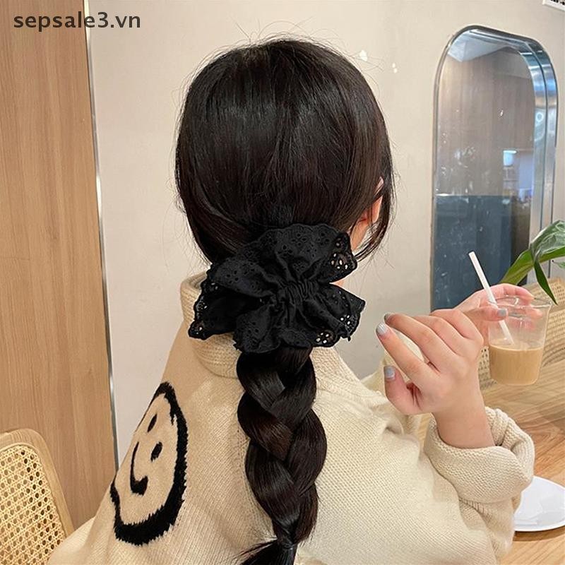 # Vn # 1PC Dây buộc tóc Cotton quá khổ kiểu Pháp Scrunchie dành cho nữ Dây buộc tóc đuôi ngựa co giãn Phụ kiện tóc nữ hai lớp.