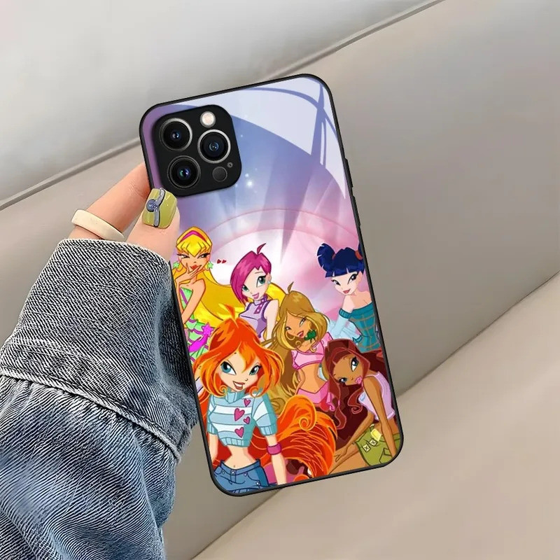 BK-1 Nữ Cô Gái Winx Catoon Câu Lạc Bộ Ốp Lưng Điện Thoại iPhone 14 Pro Max 17.35 Pro 12 11 13 Mini X XR XS 8 7 6 Plus SE Kính Cường Lực Mặt Sau Cov