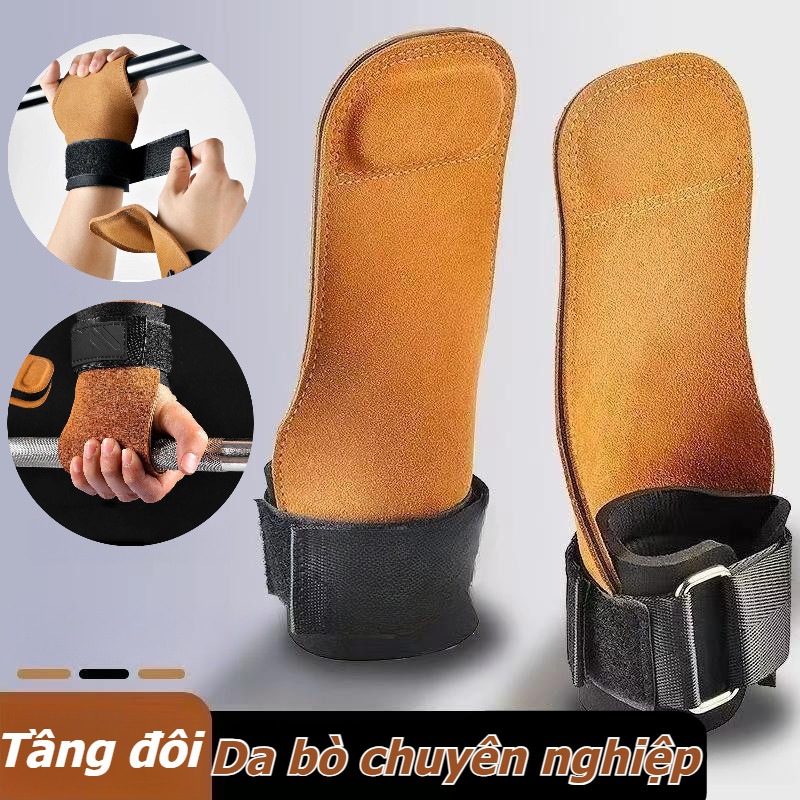 Găng Tay Tập Gym,Lifting Strap, Hỗ Trợ Các Bài Kéo, Deadlift, Lên Xà,Chất liệu da bò chuyên nghiệp