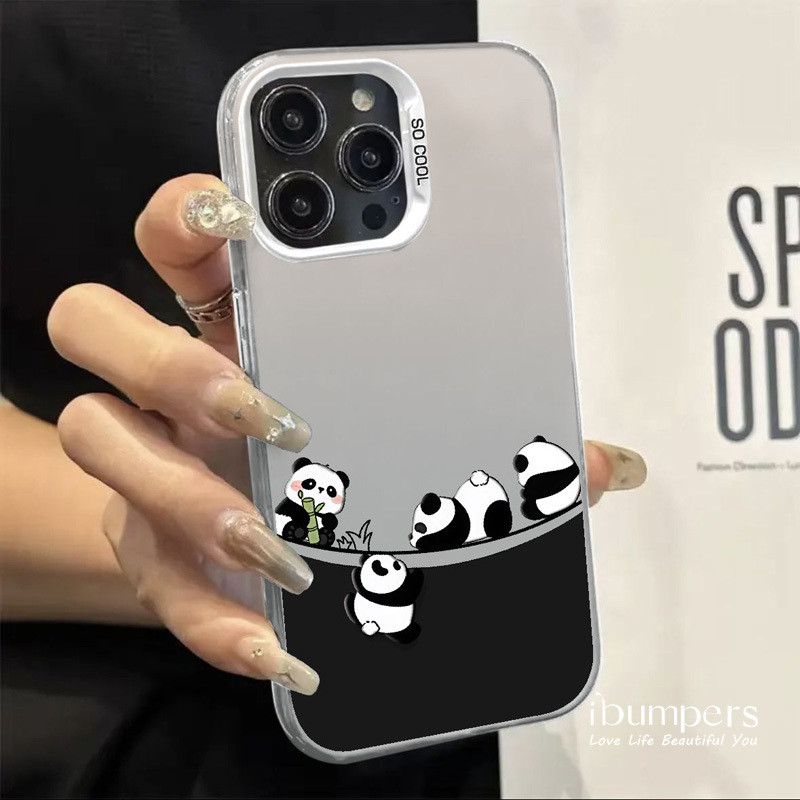 ibumpers Ốp Điện Thoại iPhone Họa Tiết Gấu Trúc Dễ Thương Quyến Rũ Cho IPhone 16 15 14 12 13 11 Pro Max Ốp Lưng IMD Cứng Và Nhẵn