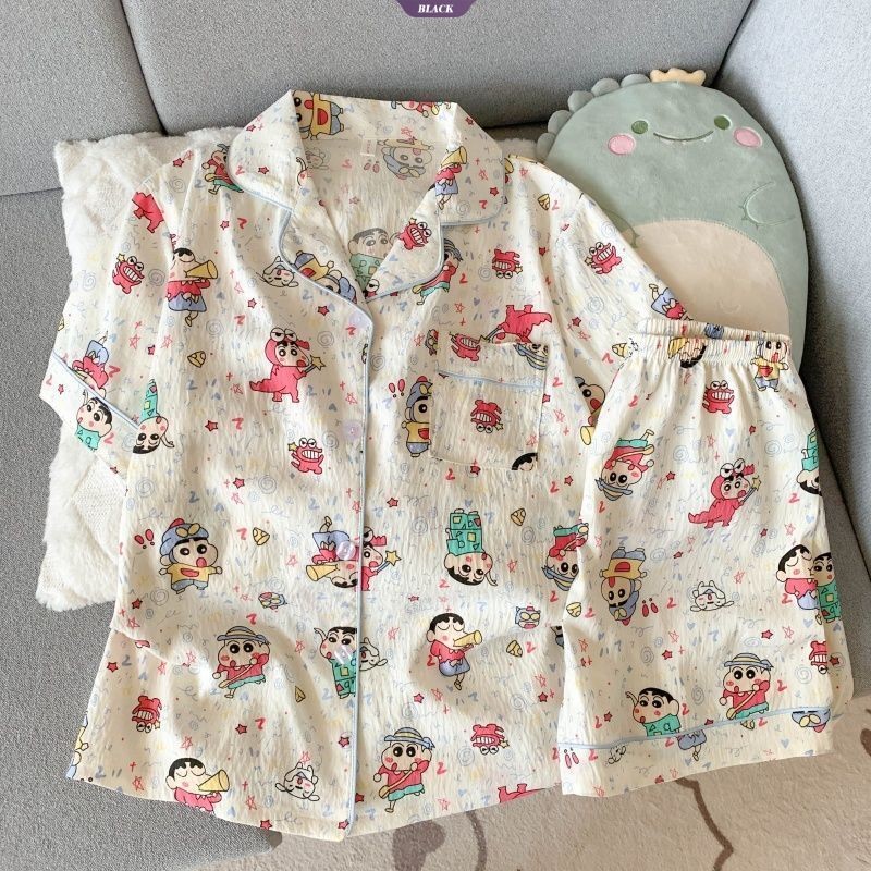Bộ đồ ngủ KT hoạt hình mới mùa hè dành cho nữ Quần Short ngắn tay mỏng Bộ đồ mặc nhà ngọt ngào và dễ thương [BL]