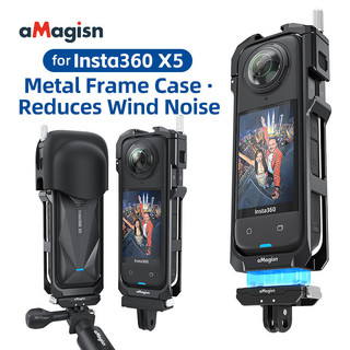 Dành Cho Insta360 X5 Kim Loại Thỏ Lồng Silicon Ống Kính Toàn Cảnh Bảo Vệ Camera Gió Tiếng Ồn Mở Rộng Khung Máy Ảnh Thể Thao Phụ Kiện