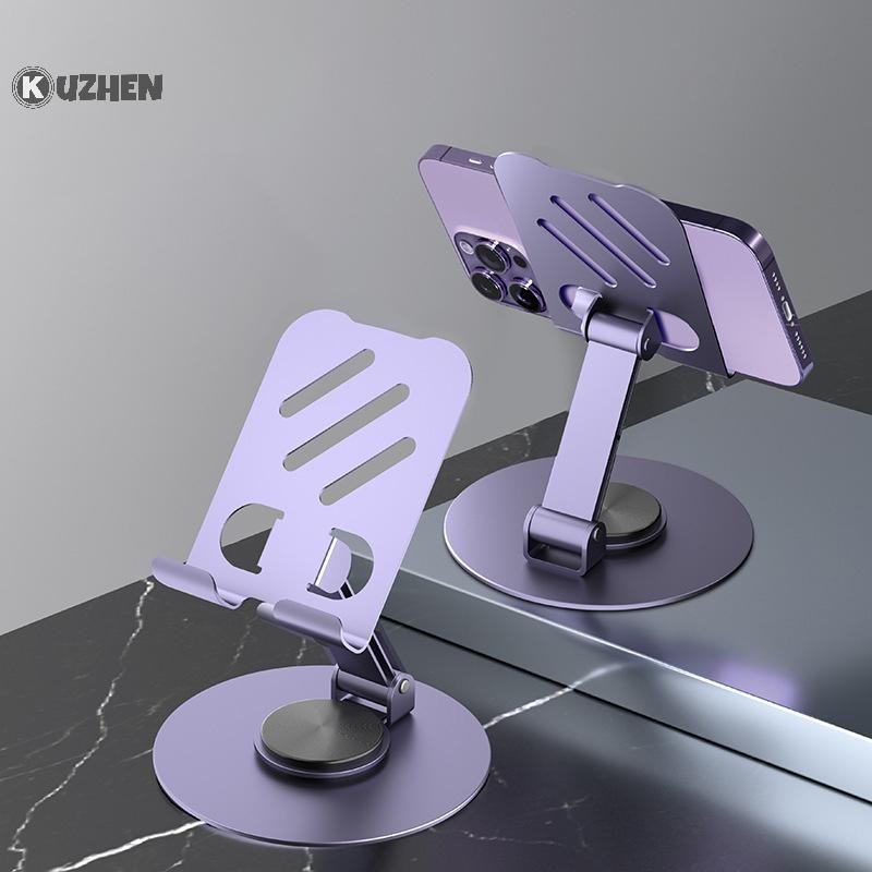 Kim loại KUZHEN 360° Xoay Điện Thoại Di Động Giá Đỡ Máy Tính Bảng Chống Trượt Có Thể Gập Lại Điều Chỉnh Di Động Lười Để Bàn Sống Điện Thoại Di Động Đứng Gắn HOT