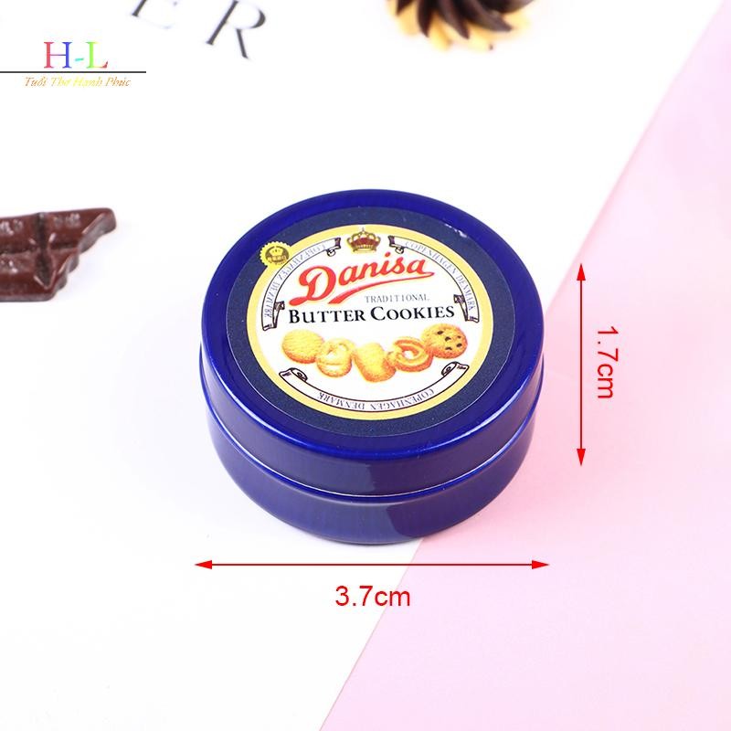 HL 1 Cái 1 / 12 Nhà Búp Bê Thu Nhỏ Bánh Quy Đan Mạch Hộp Thiếc Màu Xanh Bộ Phụ Kiện Nhà Bếp LMWU