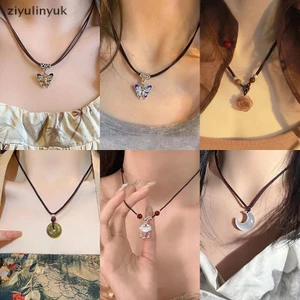 Ziyulinyuk Phong Cách Trung Hoa Thời Trang Retro Dây Vòng Cổ Hoa Mặt Trăng Khóa An Toàn Mặt Dây Chuyền Vòng Cổ Dành Cho Nữ Vintage Trang Sức EN
