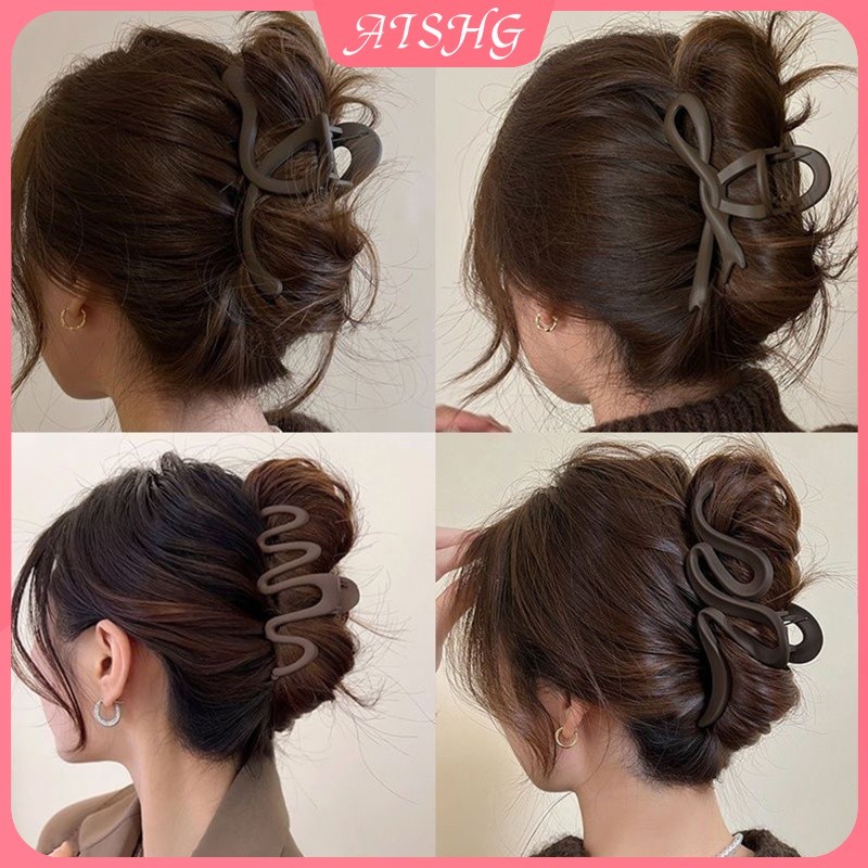 AISHG Nhựa Màu Trơn Kẹp Tóc Mờ Cá Mập Kẹp Phổ Biến Phụ Kiện Tóc Nữ Cao Cấp