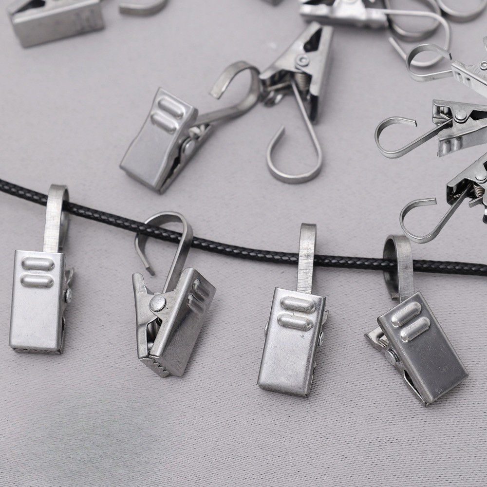 Kẹp thép không gỉ bền 5 gói - Dụng cụ sắp xếp tại nhà đa chức năng cho rèm / tất / khăn, tay cầm chống trượt & lắp đặt dễ dàng