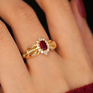 Châu Âu Mỹ ins Phong Cách Mới Mô Phỏng Ruby Mở Nhẫn Nữ