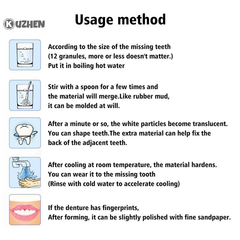 KUZHEN Bộ dụng cụ răng tạm thời 10g/15g/20g: keo dán, làm trắng, che khoảng cách, dụng cụ làm đẹp HOT