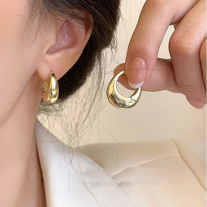 Bông tai hình học thời trang Bông tai tròn tối giản phù hợp cho nữ