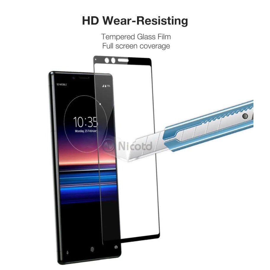 Dành Cho Sony Xperia 8 5 10 V IV III II Vl XA3 Plus Lite 100D HD Đen Edge Kính Cường Lực Phim Cho Sony Xperia 1 VII VI V IV III II Chống Trầy Xước Kính Chống Cháy Nổ Bảo Vệ Màn Hình