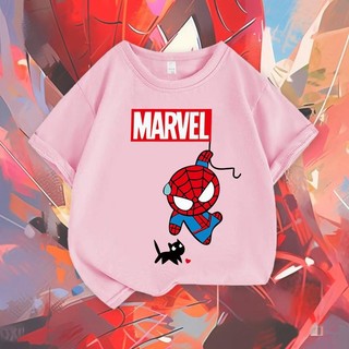 2025 Hoạt Hình Người Nhện Mềm Unisex Trẻ Em Áo Thun Bé Trai Và Bé Gái Top Tee