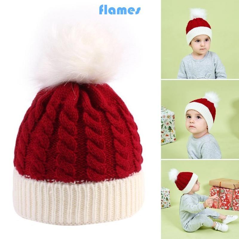 Fl Đáng Yêu Cho Bé Mũ Đan Giáng Sinh Đầu Tiên Thoải Mái Và Thoáng Khí Mũ Bonnet Ấm Áp Với Pom Mặc Hàng Ngày 0-3 Tuổi