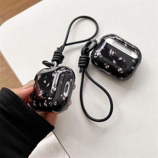 Mảnh hoa nhỏ màu đen cho AirPods 1 / 2 3 Pro Pro2 Pro3 Airpod4