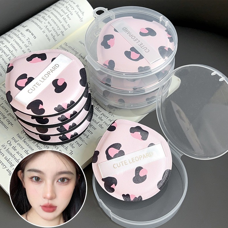 [Đặc sắc] Da Báo Print Powder Puff - Foundation Air Cushion - Cotton Candy Makeup Sponge - Mềm mại, ướt và khô, có thể giặt được, dày - Phụ kiện mỹ phẩm - Dụng cụ trang điểm