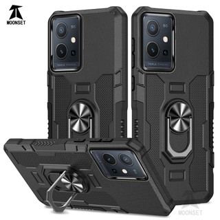 Dành Cho Vivo Y55 + 5G / Y30 5G Ốp điện thoại PC Cứng Mềm TPU Cạnh Bảo Vệ Camera Giá Đỡ Nhẫn Chân Đế Chống Sốc Mỏng Bao