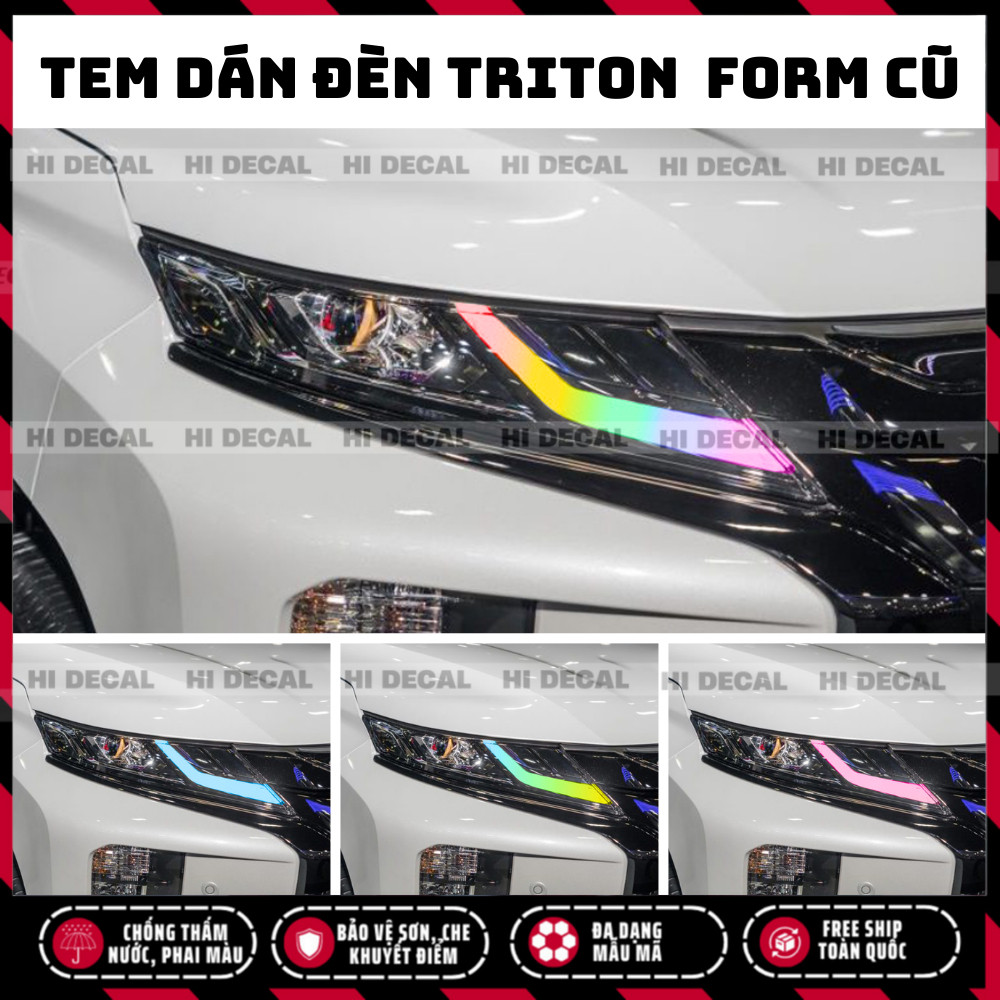 Tem dán đèn Triton 2019 - 2023, tem đổi màu bảo vệ đèn xe triton , Decal dán trang trí đèn Triton bền màu chống nước