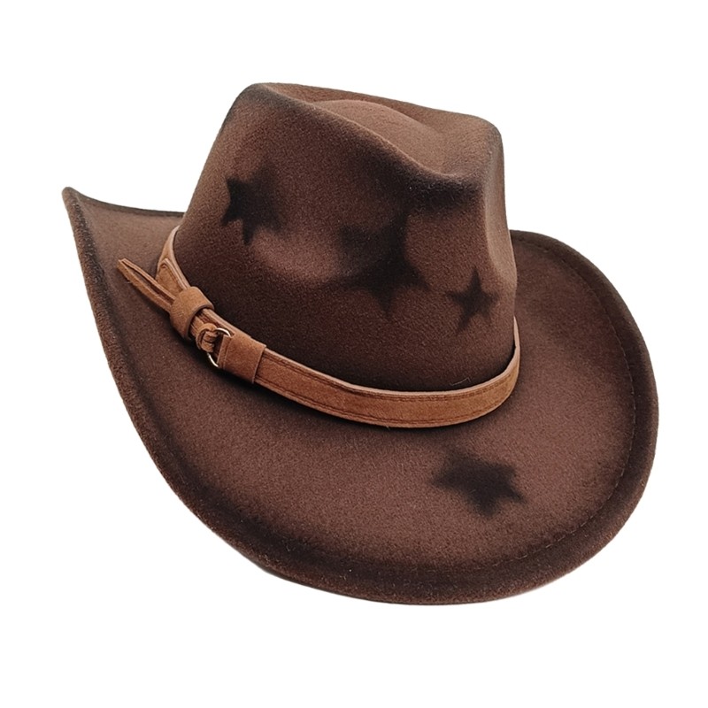 Bầu trời Thanh lịch In hình ngôi sao Homburg Top Hat Trang phục cao bồi cho các cuộc họp ngoài trời