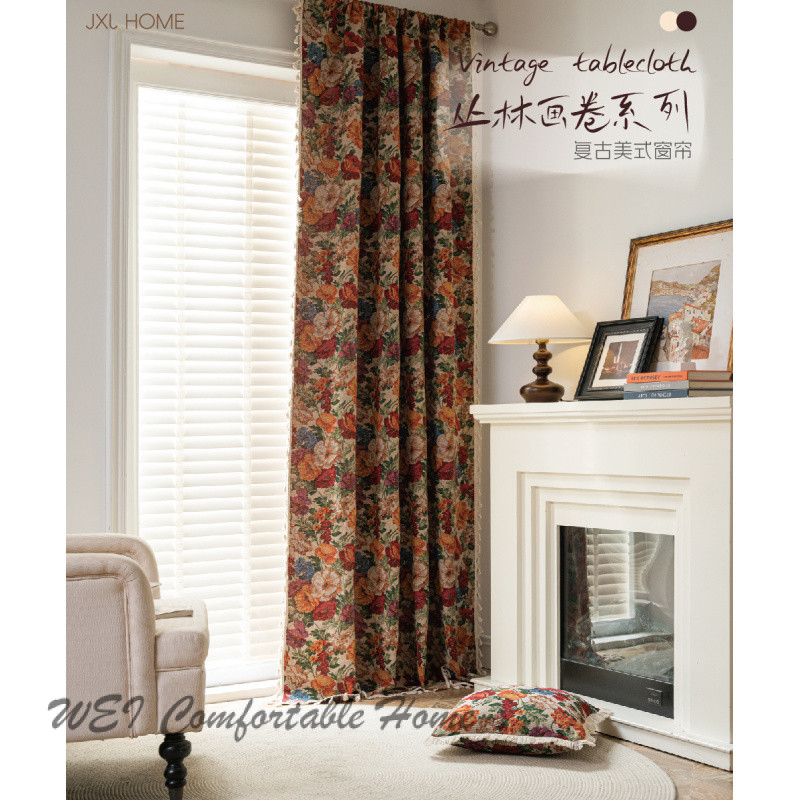 Rèm cửa thành phẩm cổ điển kiểu Pháp Rèm Cửa cách nhiệt che nắng đầy đủ Jacquard Đỏ rèm cửa phòng khách phòng ngủ